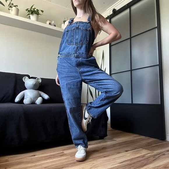 Denim Dark Wash Jean Overalls - Picture 1 of 7